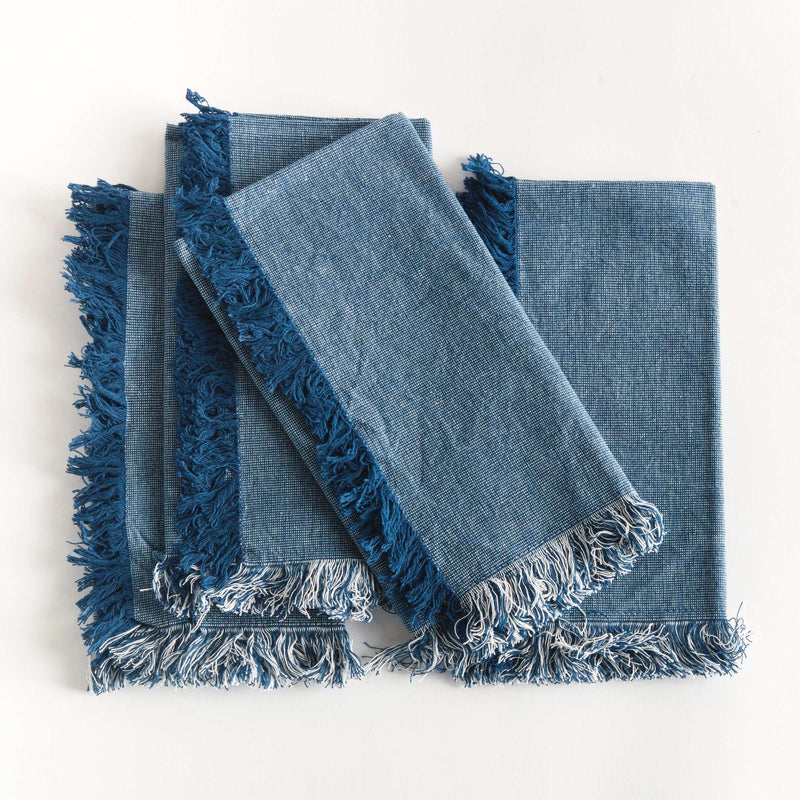 Aura Dinner Napkins - Dark Blue - Pre-Washed Cotton - 4pc Napa Home & Garden