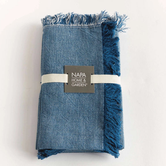 Aura Dinner Napkins - Dark Blue - Pre-Washed Cotton - 4pc Napa Home & Garden