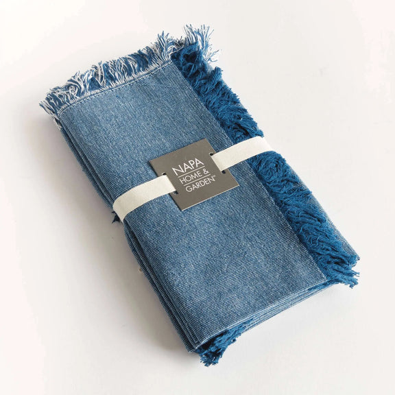 Aura Dinner Napkins - Dark Blue - Pre-Washed Cotton - 4pc Napa Home & Garden