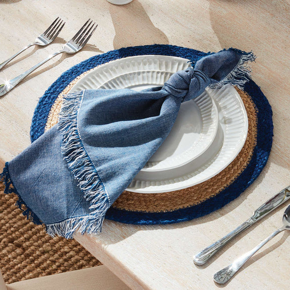 Aura Dinner Napkins - Dark Blue - Pre-Washed Cotton - 4pc Napa Home & Garden