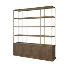 Baron Wood & Antiqued Aged Brass Metal Shelving Unit Mercana