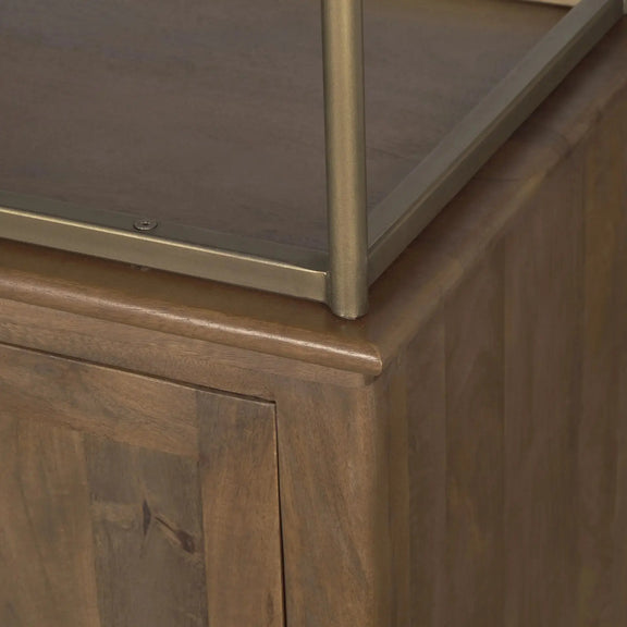 Baron Wood & Antiqued Aged Brass Metal Shelving Unit Mercana