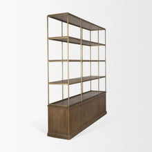 Baron Wood & Antiqued Aged Brass Metal Shelving Unit Mercana