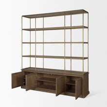 Baron Wood & Antiqued Aged Brass Metal Shelving Unit Mercana