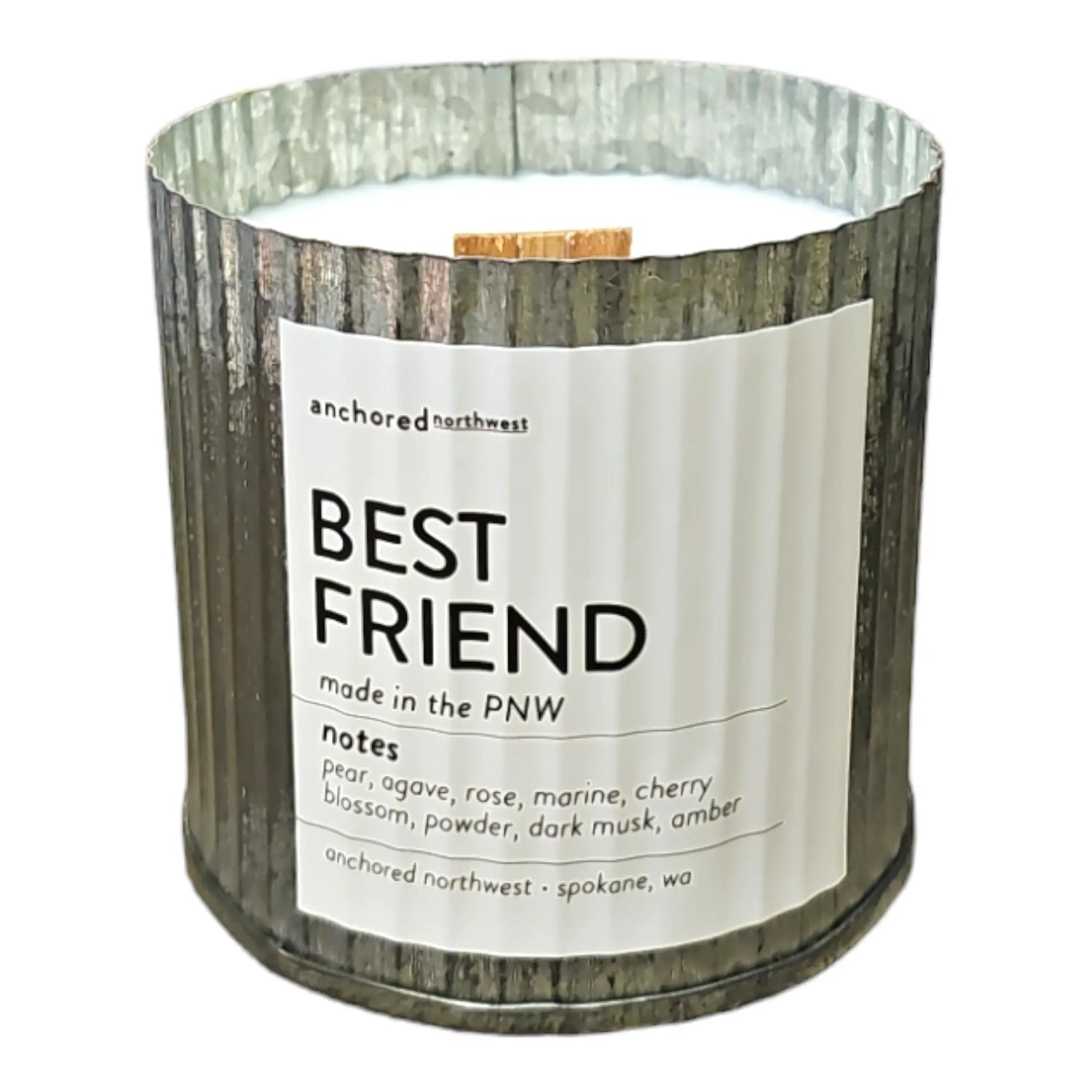 Best Friend Rustic Vintage Farmhouse Wood Wick Candle: 10oz Anchored Northwest