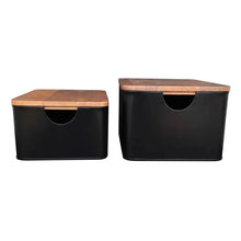 Black Metal Container w/Mango Wood Lid, [product_price]- Greenhouse Home