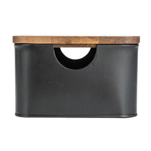 Black Metal Container w/Mango Wood Lid, [product_price]- Greenhouse Home