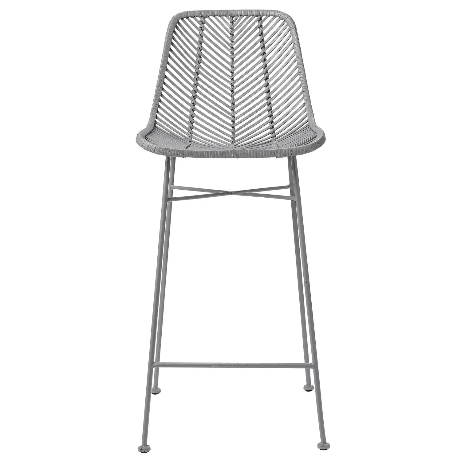 Boho Rattan and Metal Bar Stool Greenhouse Home