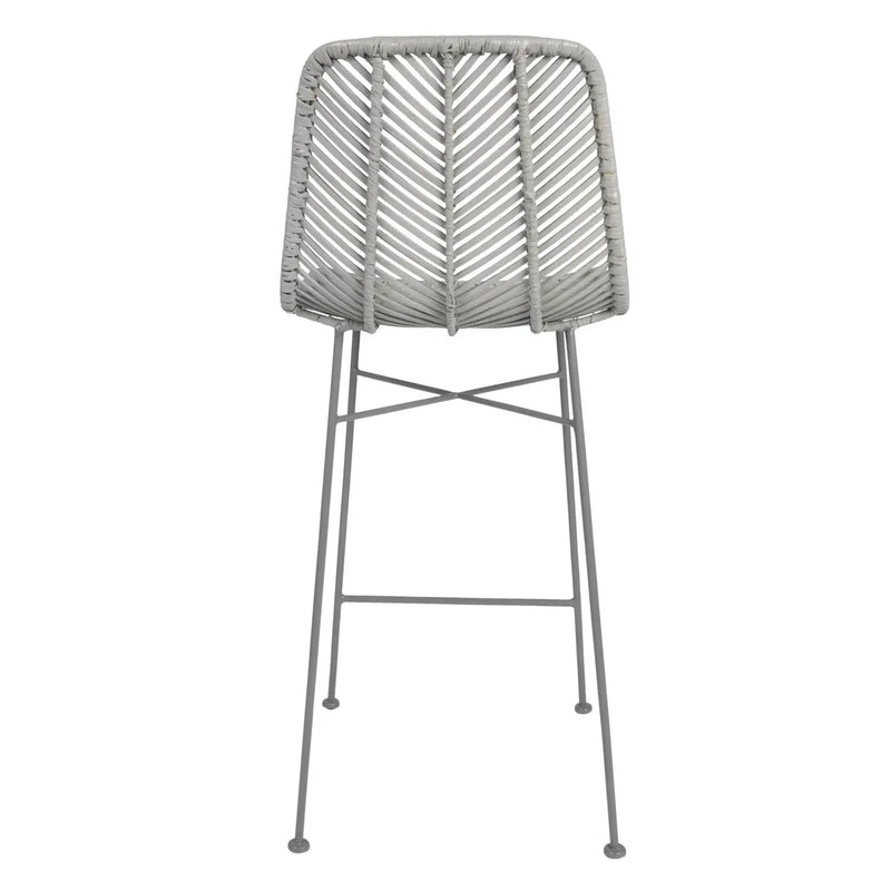 Boho Rattan and Metal Bar Stool Greenhouse Home