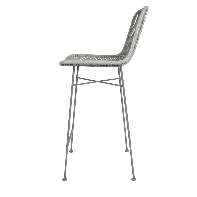 Boho Rattan and Metal Bar Stool Greenhouse Home