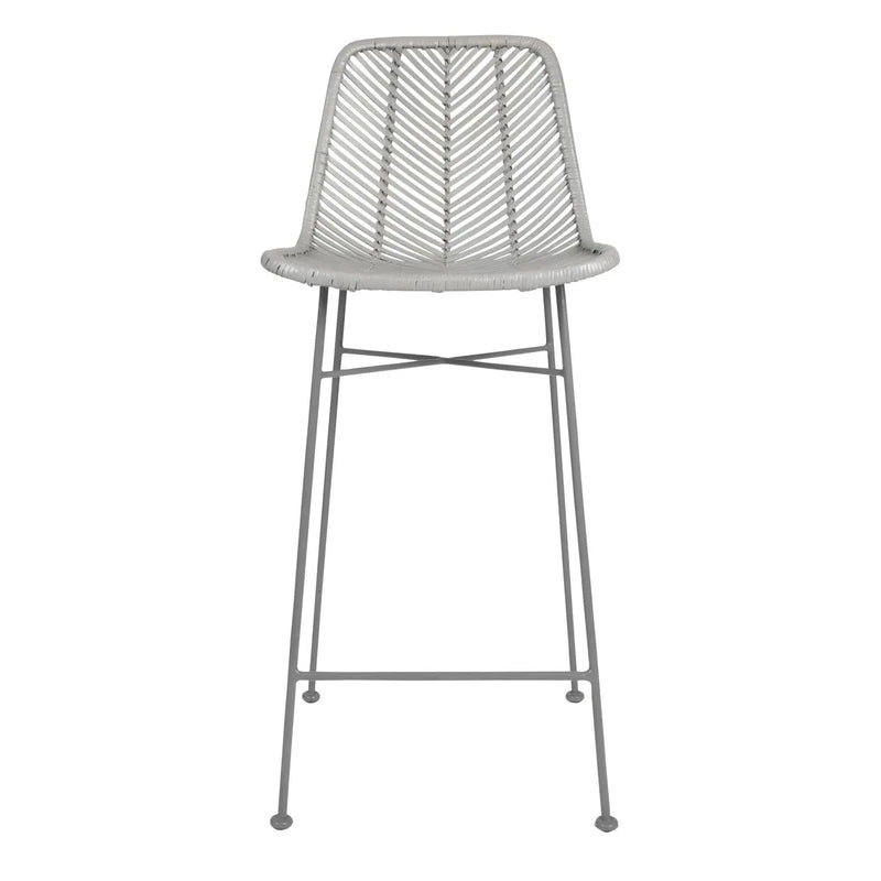 Boho Rattan and Metal Bar Stool Greenhouse Home