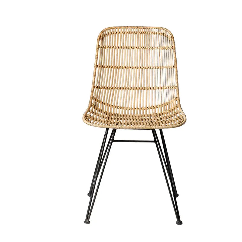 Boho Rattan and Metal Dining Chair Greenhouse Home