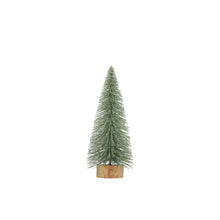 Bottle Brush Tree w/ Glitter & Wood Base, Mint Color Greenhouse Home