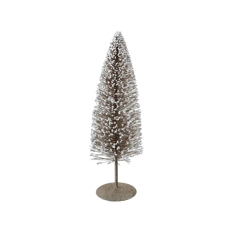 Bottle Brush Tree with Glitter, Microbeads & Metal Base Greenhouse Home