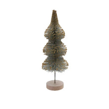 Bottle Brush Tree with Gold Glitter & Wood Base, Mint Color Greenhouse Home