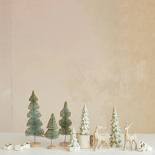 Bottle Brush Tree with Gold Glitter & Wood Base, Mint Color Greenhouse Home