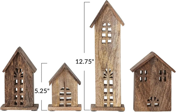 Carved Mango Wood Houses, Natural Greenhouse Home