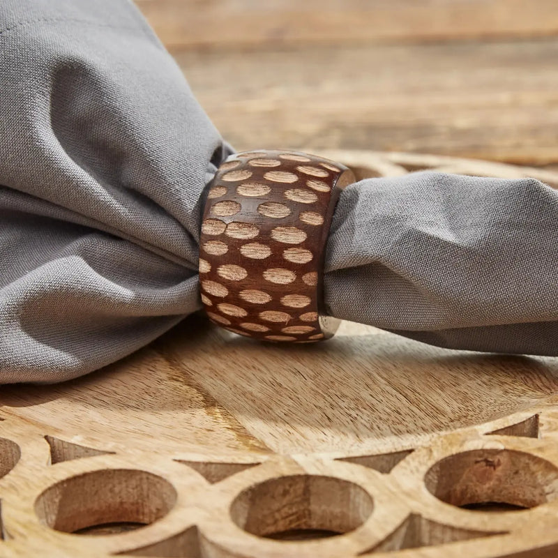 Carved Wood Napkin Ring, [product_price]- Greenhouse Home