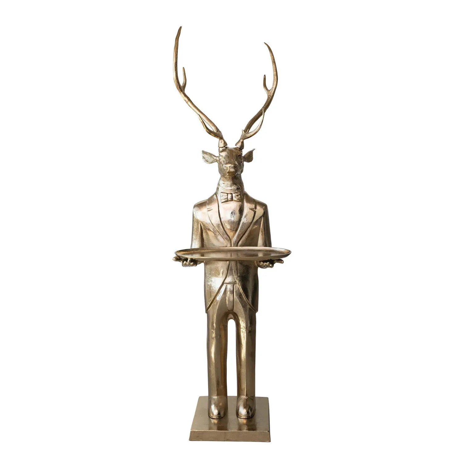 Cast Aluminum Deer Butler Tray, Gold Finish, KD
