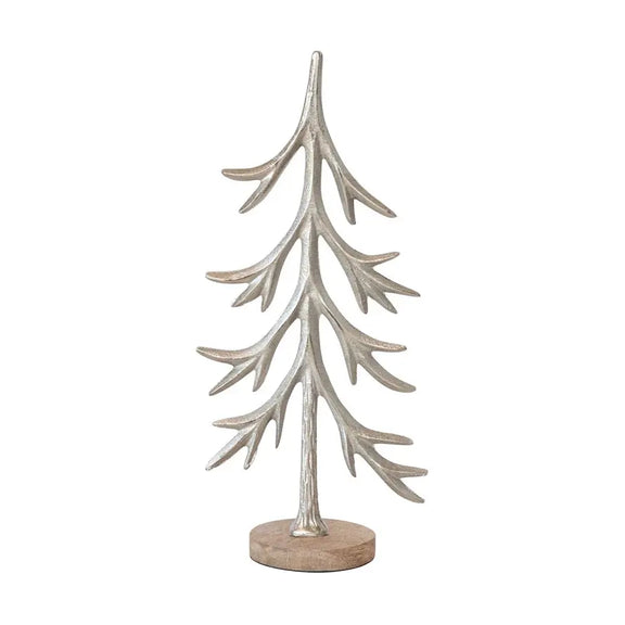 Cast Aluminum Tree with Mango Wood Base Greenhouse Home