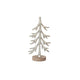 Cast Aluminum Tree with Mango Wood Base, Silver Finish & Natural