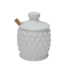 Ceramic Hobnail Honey Jar with Wood Dipper - Greenhouse Home