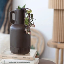 Ceramic Vase w/Handles, Matte Brown Bloomingville