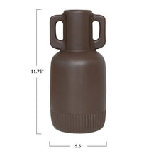Ceramic Vase w/Handles, Matte Brown Bloomingville