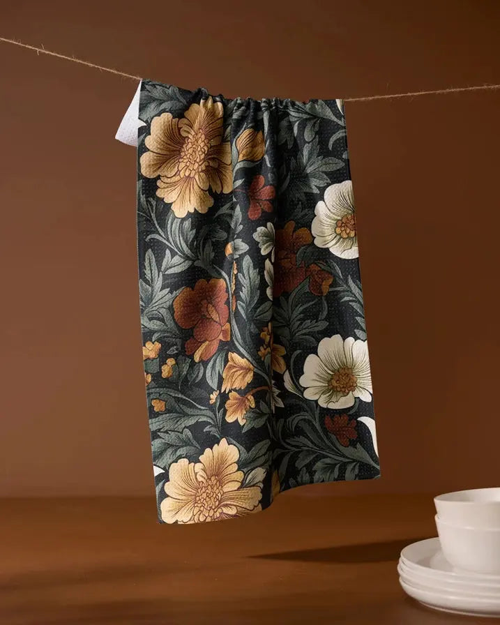 Classic Floral Tea Towel Geometry