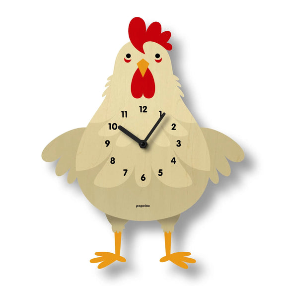 Cleo Chicken Pendulum Clock - Wood : Brown Popclox
