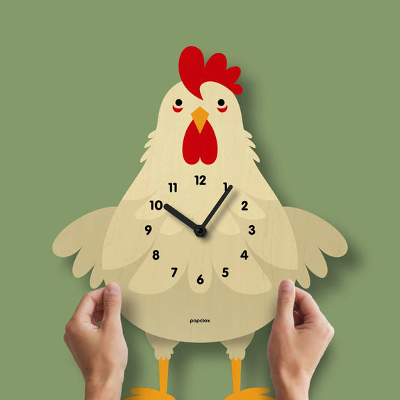 Cleo Chicken Pendulum Clock - Wood : Brown Popclox