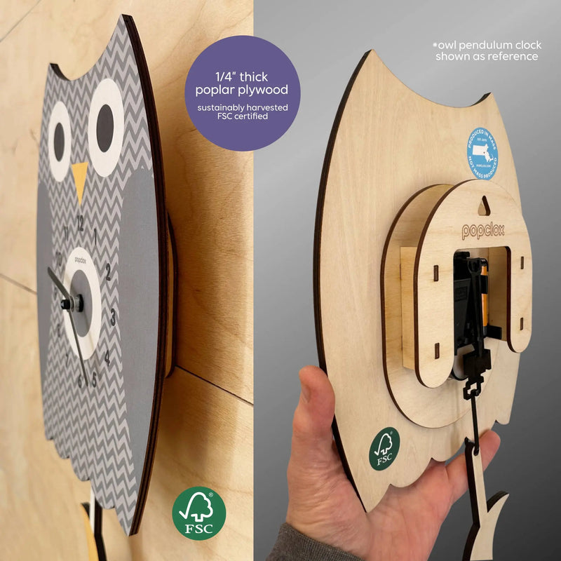 Cleo Chicken Pendulum Clock - Wood : Brown Popclox
