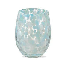Confetti Stemless Wineglass, Aqua TAG