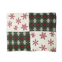 Cotton Knit Throw w/ Snowflake Patterns, Multi Color
