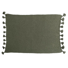 Cotton Knit Throw w/ Tassels, Olive Green, [product_price]- Greenhouse Home