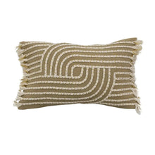 Cotton Slub Lumbar Pillow w/ Embroidery & Fringe, [product_price]- Greenhouse Home
