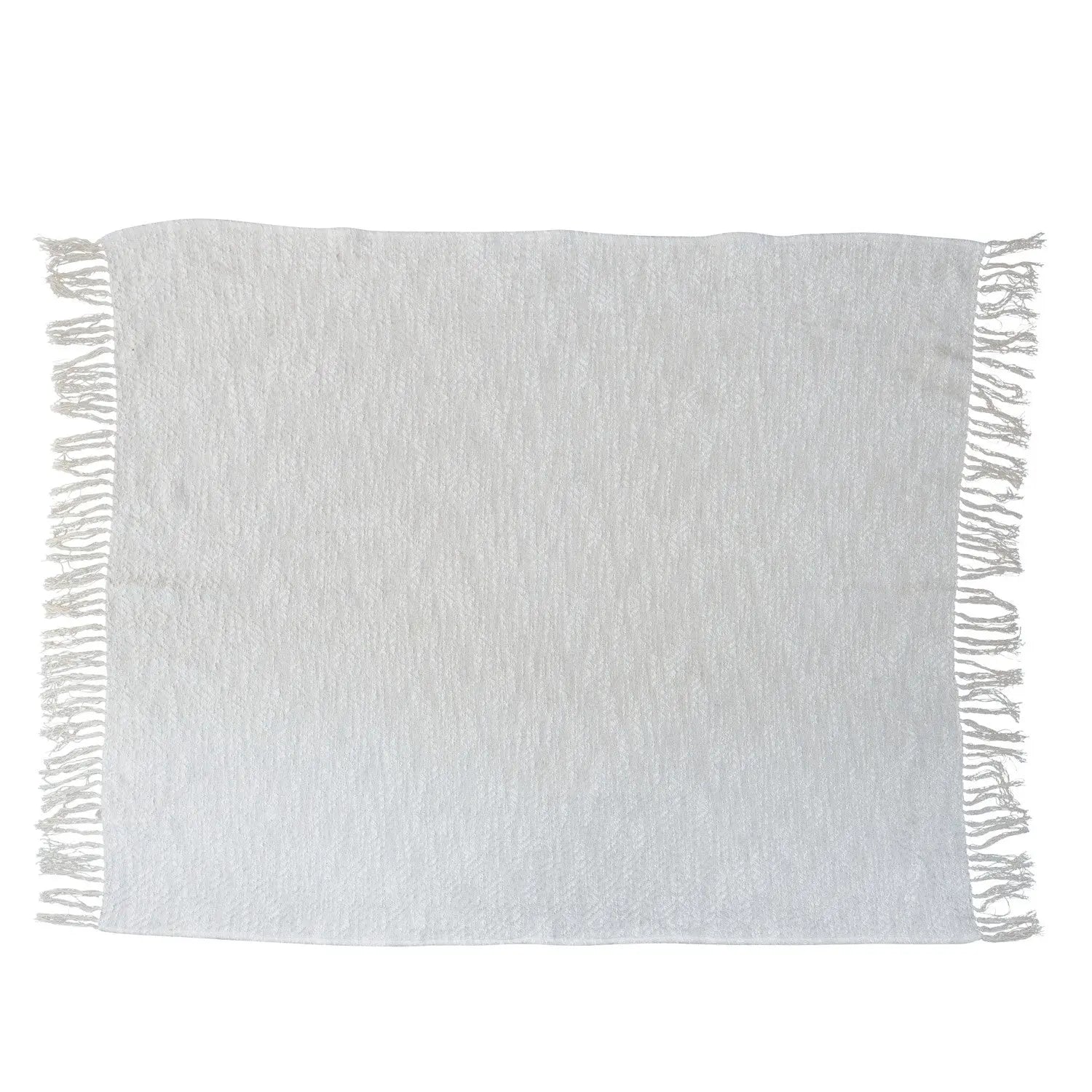 Cotton Throw w/ Silver Metallic Thread & Fringe