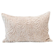 Cotton Velvet Lumbar Pillow w/ Cutwork, Cream Color - Greenhouse Home