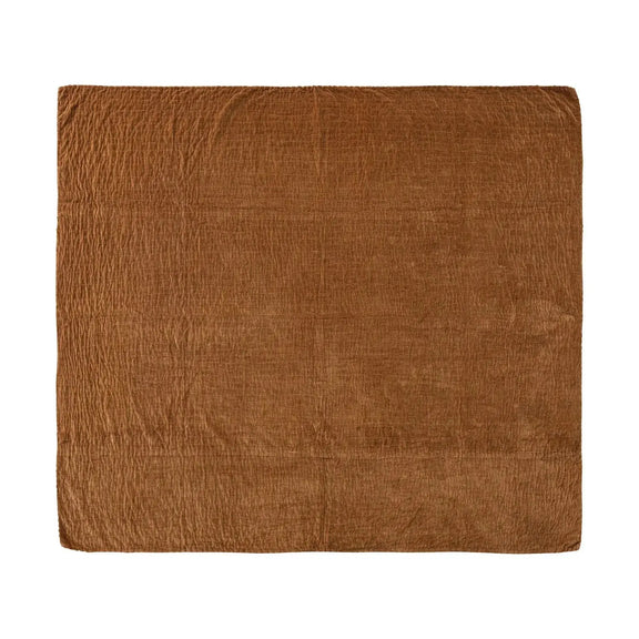 60"L x 50"W Cotton Velvet Throw with Hand-Embroidered Kantha Stitch & Blanket Stitch Edge