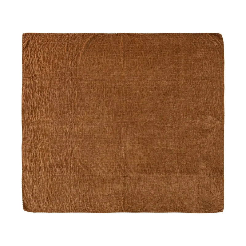60"L x 50"W Cotton Velvet Throw with Hand-Embroidered Kantha Stitch & Blanket Stitch Edge