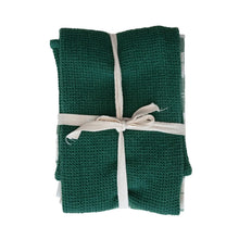 Cotton Weave Tea Towels, Green & White, Set of 3, [product_price]- Greenhouse Home