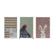 Cotton & Linen Printed Tea Towel with Pom Poms/Tassels, 3 Styles ©