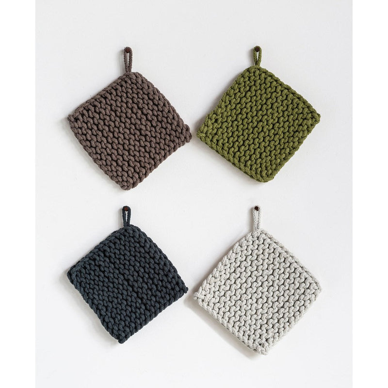 Crocheted Pot Holder, Assorted Colors - Greenhouse Home