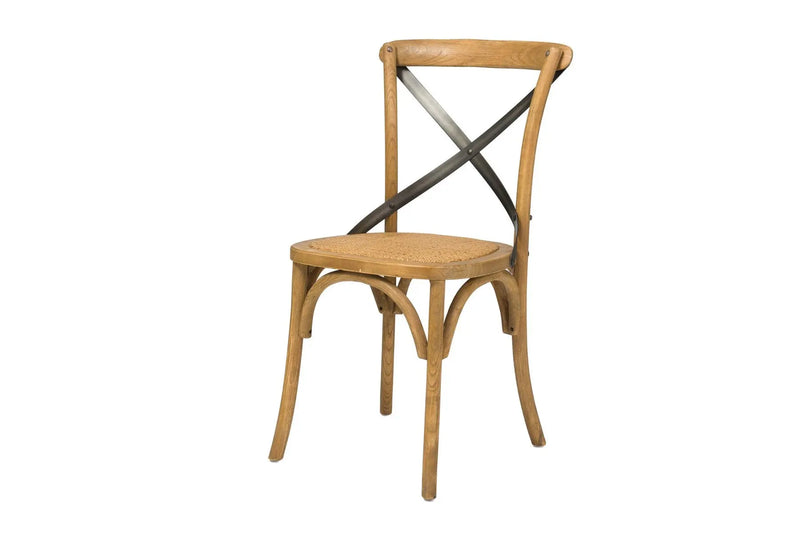 Crossback Dining Chair with Rattan Seat - Greenhouse Home