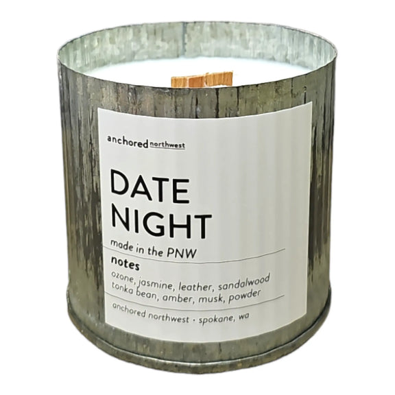 Date Night Rustic Vintage Farmhouse Wood Wick Candle: 10oz Anchored Northwest