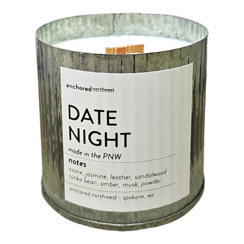 Date Night Rustic Vintage Farmhouse Wood Wick Candle: 10oz Anchored Northwest