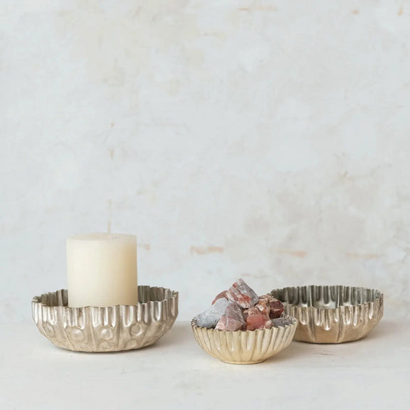 Decorative Fluted Stoneware Bowl Greenhouse Home