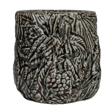 Decorative Grey Terra-cotta Planter with Embossed Pattern, [product_price]- Greenhouse Home