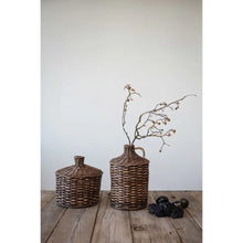 Decorative Wicker & Rattan Basket, Stained Finish - Greenhouse Home