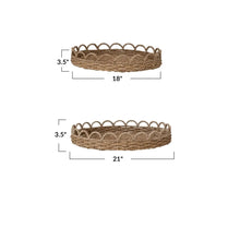 Decorative Woven Seagrass Scalloped Tray Greenhouse Home